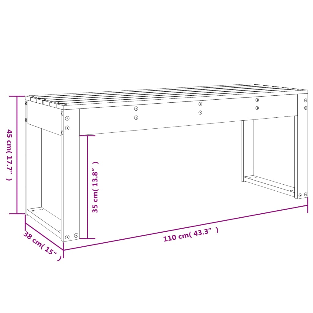 Vrtna klupa siva 110 x 38 x 45 cm od masivne borovine