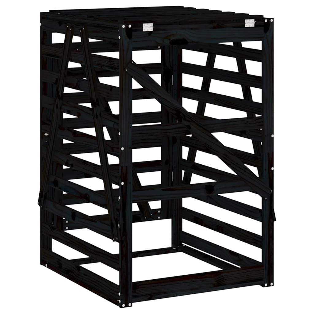 Spremište za kantu za smeće crno 84x90x128,5 cm od borovine