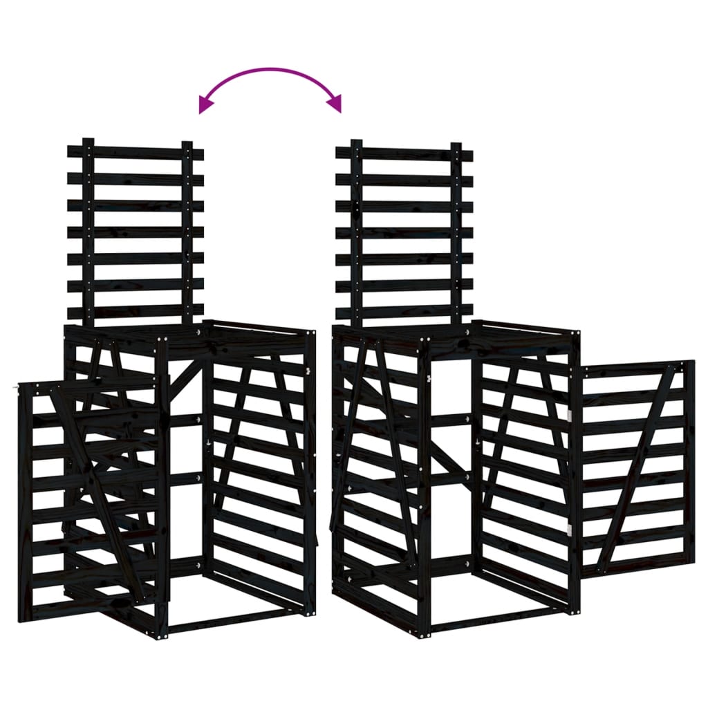 Spremište za kantu za smeće crno 84x90x128,5 cm od borovine