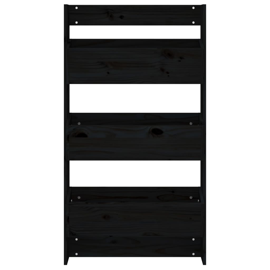 Zidna sadilica s 3 razine 60 x 18,5 x 110 cm crna od borovine