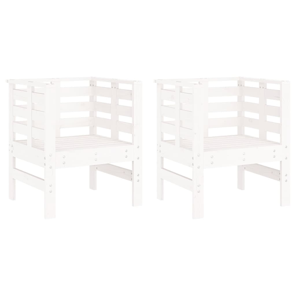 Vrtne stolice 2 kom bijele 61,5x53x71 cm od masivne borovine