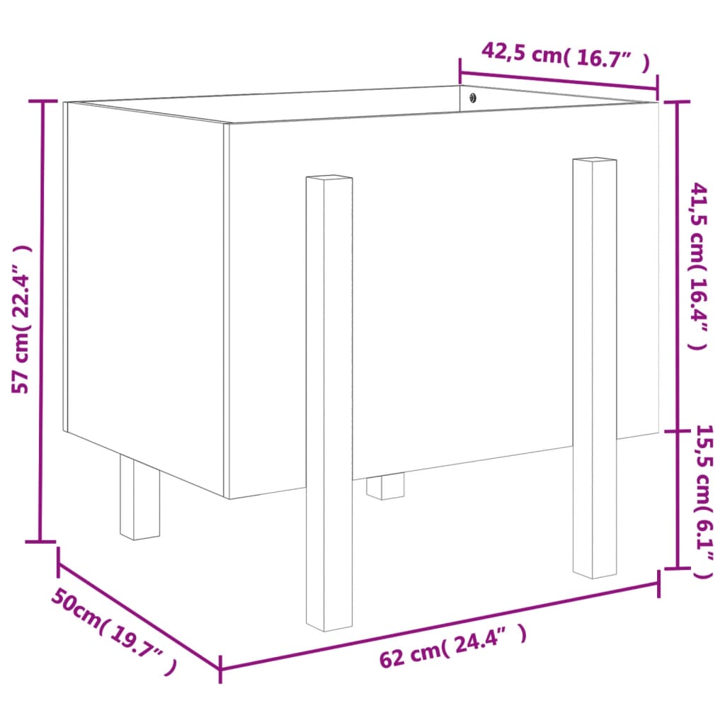 Vrtna sadilica crna 62 x 50 x 57 cm od masivne borovine