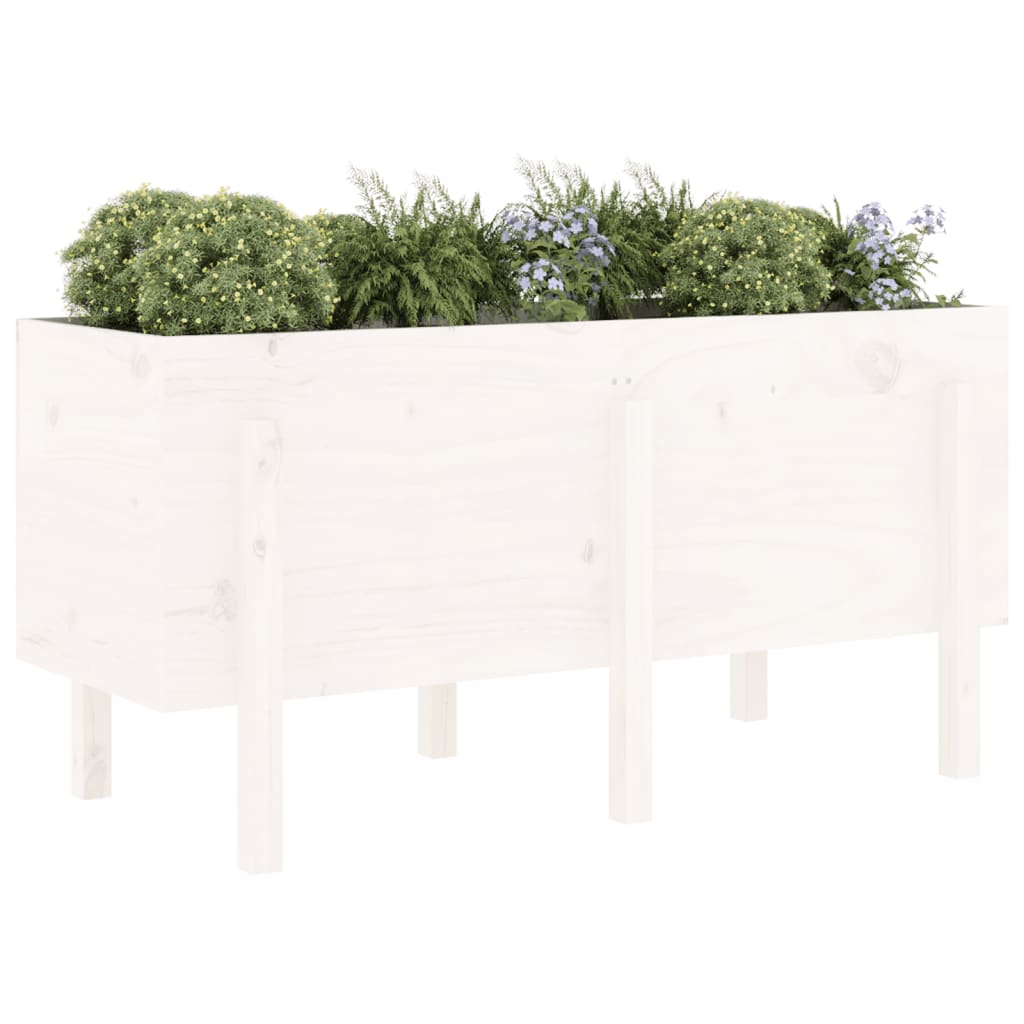Povišena vrtna gredica bijela 121 x 50 x 57 cm masivna borovina