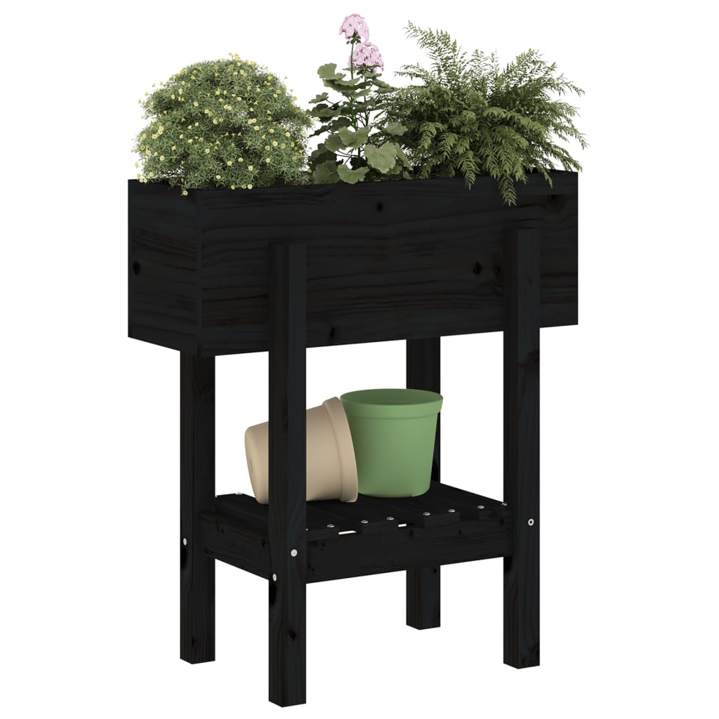 Vrtna sadilica crna 62 x 30 x 69 cm od masivne borovine