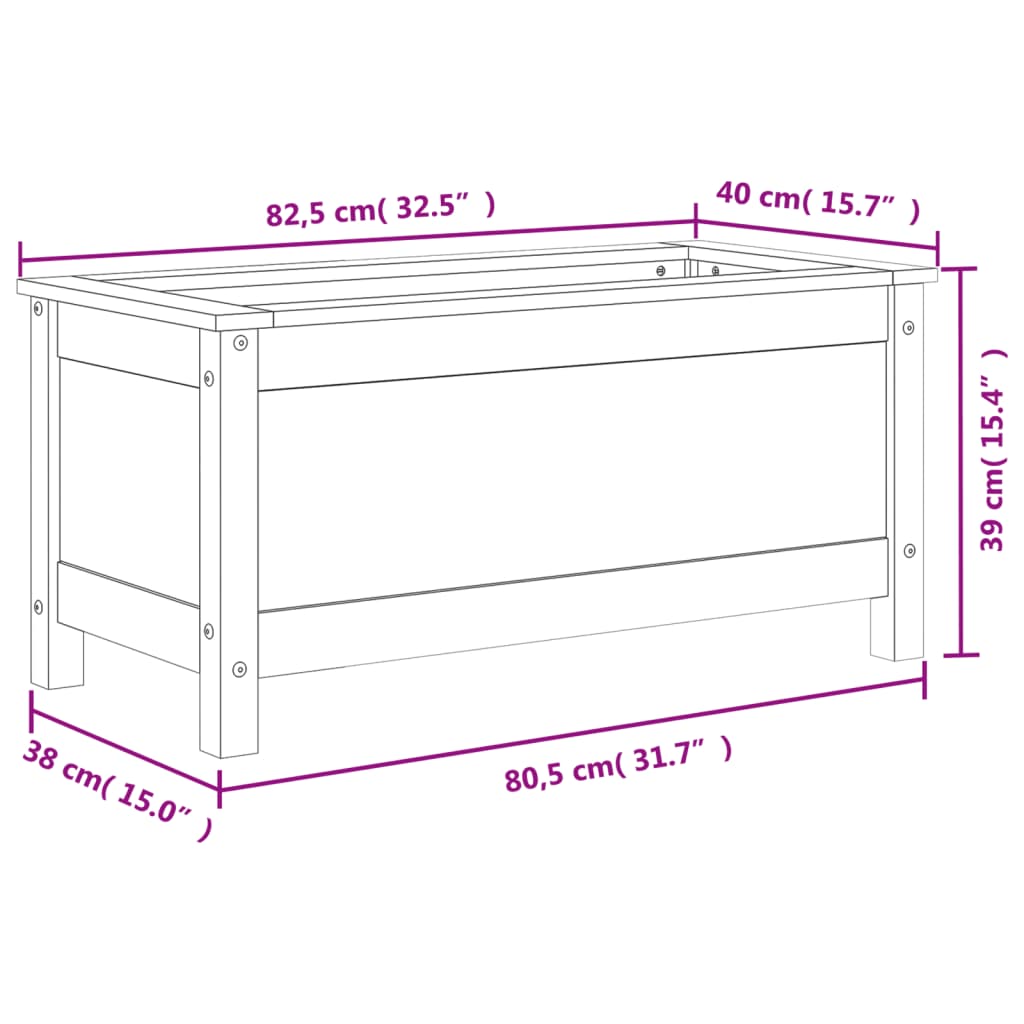 Vrtna sadilica boja meda 82,5 x 40 x 39 cm od masivne borovine