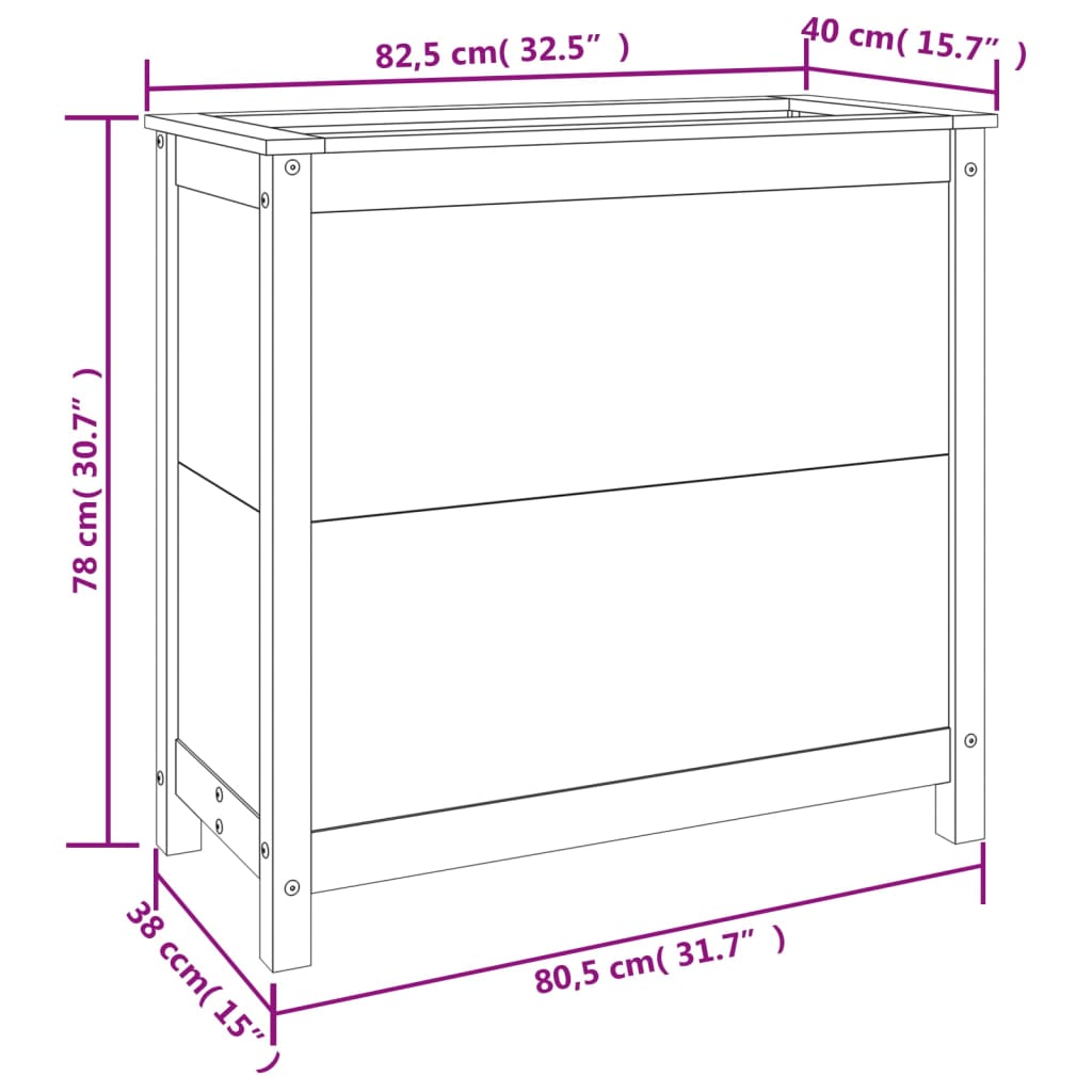 Vrtna sadilica 82,5 x 40 x 78 cm od masivne borovine