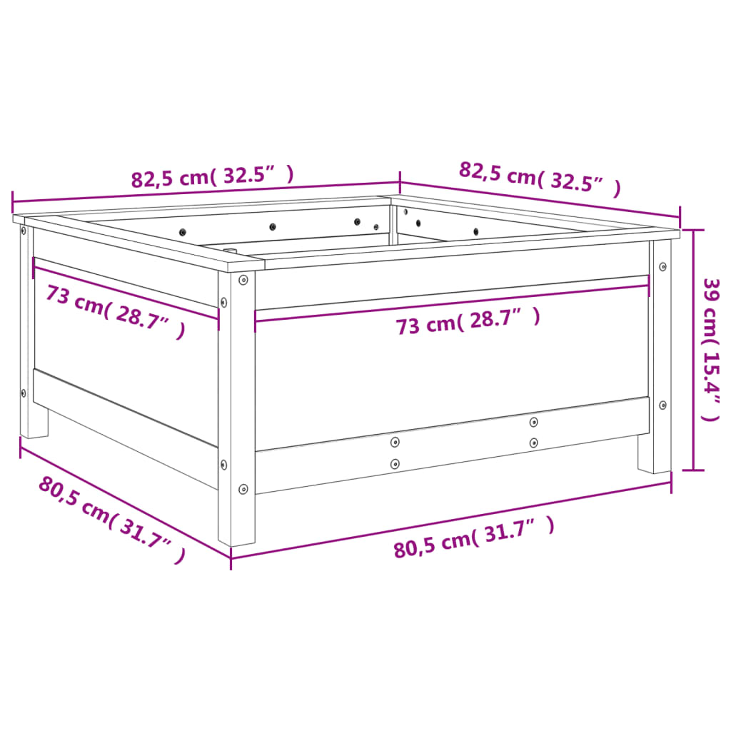 Vrtna sadilica bijela 82,5 x 82,5 x 39 cm od masivne borovine