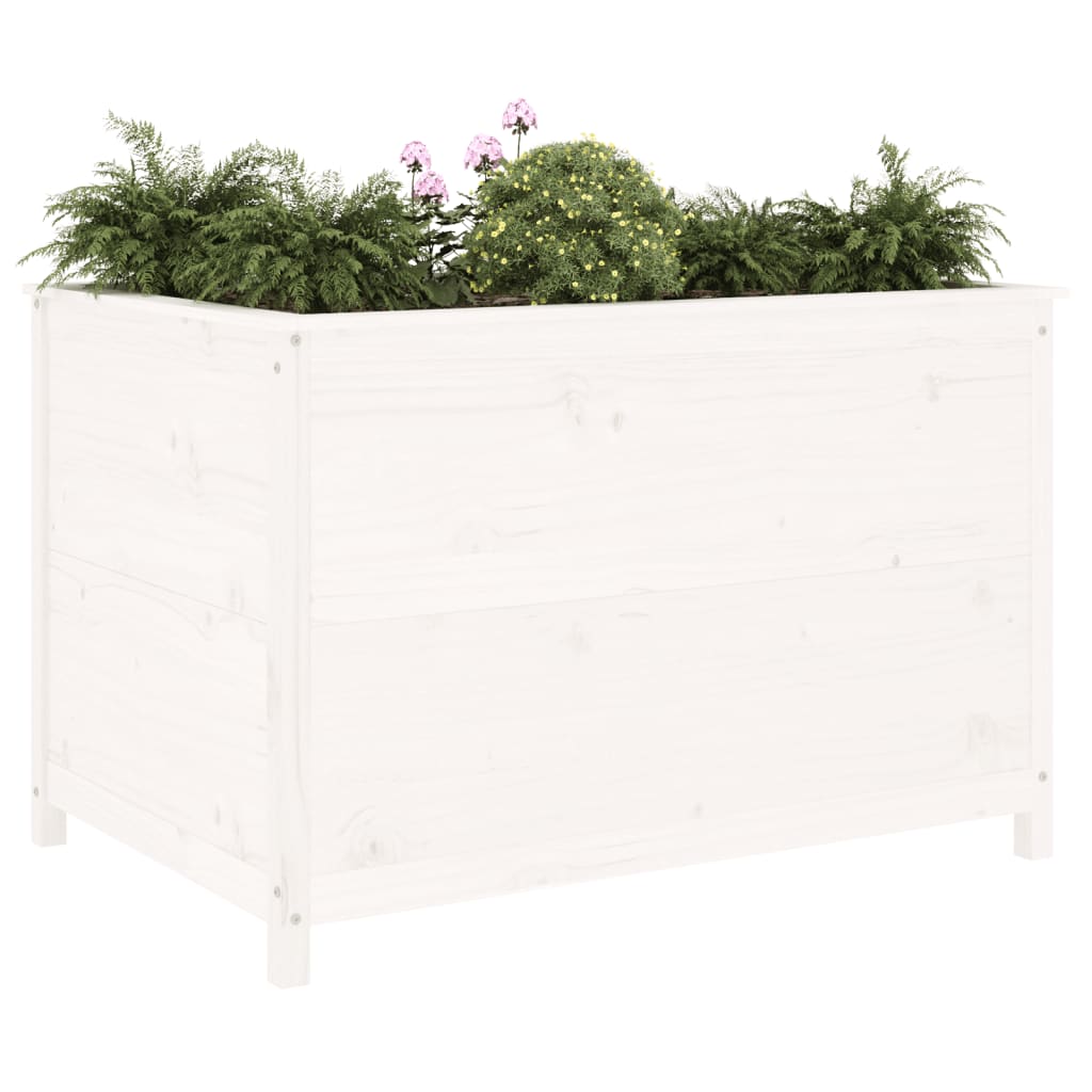 Povišena vrtna gredica bijela 119,5x82,5x78 cm masivna borovina
