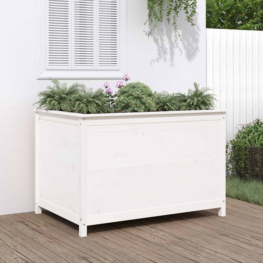 Povišena vrtna gredica bijela 119,5x82,5x78 cm masivna borovina