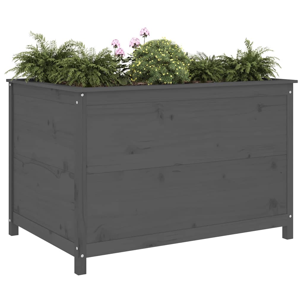 Povišena vrtna gredica siva 119,5x82,5x78 cm masivna borovina