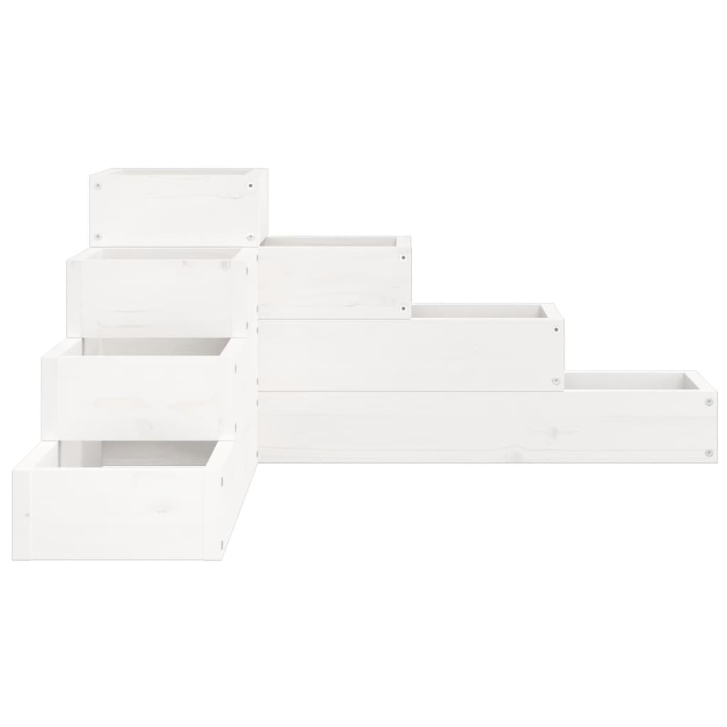 Vrtna sadilica s 4 razine 80,5 x 79 x 36 cm bijela od borovine