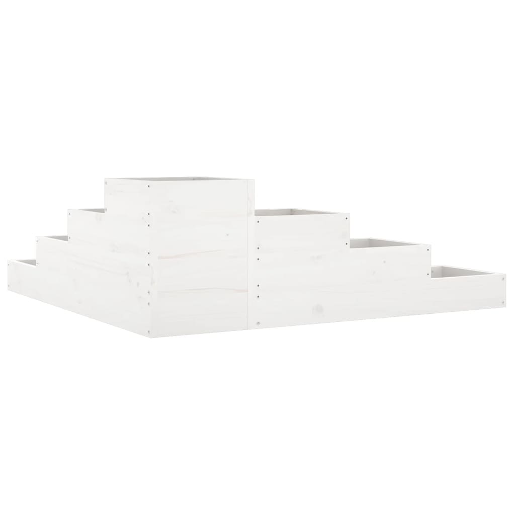 Vrtna sadilica s 4 razine 106x104,5x36 cm bijela od borovine