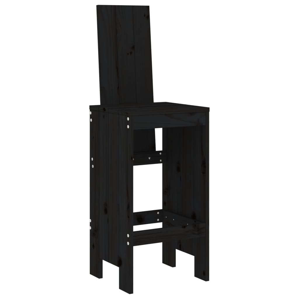 Barski stolci 2 kom crni 40 x 42 x 120 cm od masivne borovine