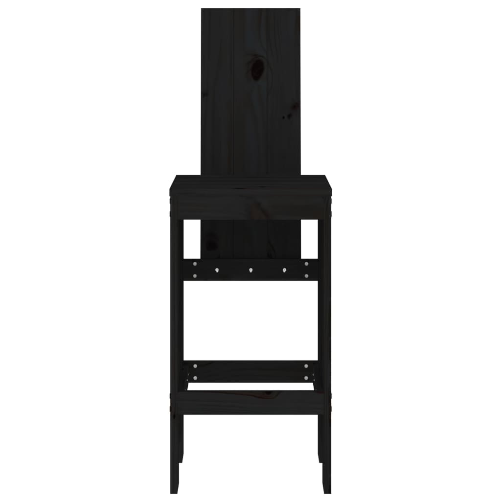Barski stolci 2 kom crni 40 x 42 x 120 cm od masivne borovine