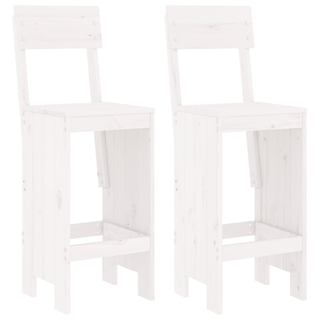 Barski stolci 2 kom bijeli 40x48,5x115,5 cm od masivne borovine