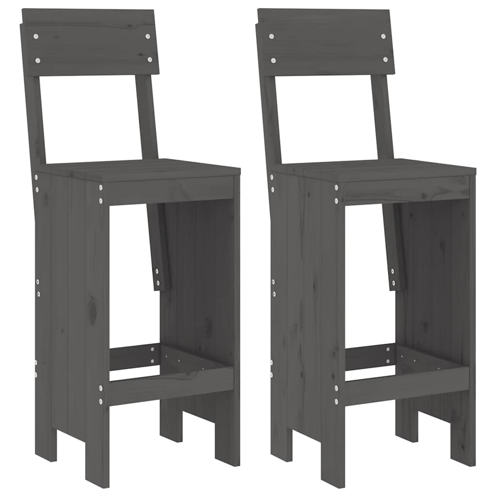 Barski stolci 2 kom sivi 40 x 48,5 x 115,5 cm masivna borovina