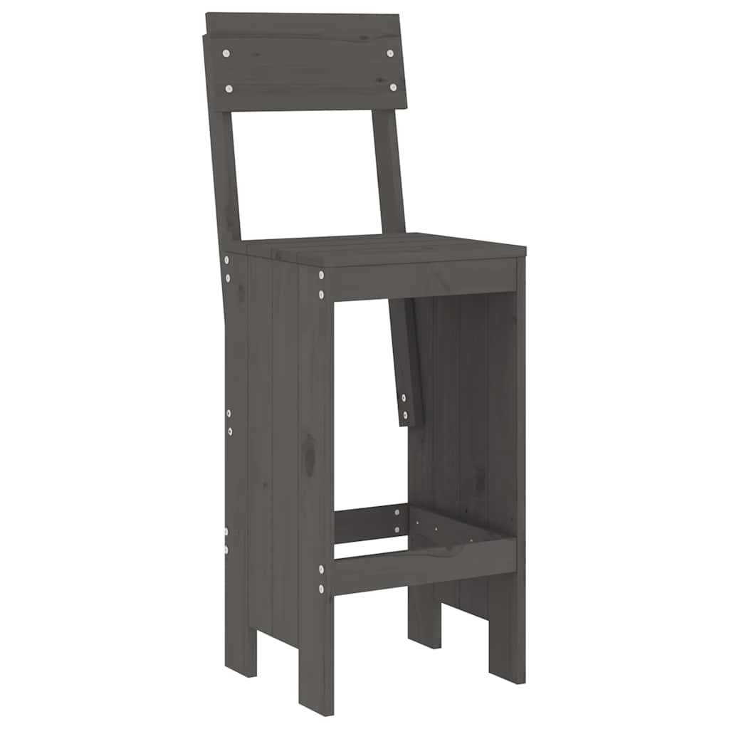 Barski stolci 2 kom sivi 40 x 48,5 x 115,5 cm masivna borovina