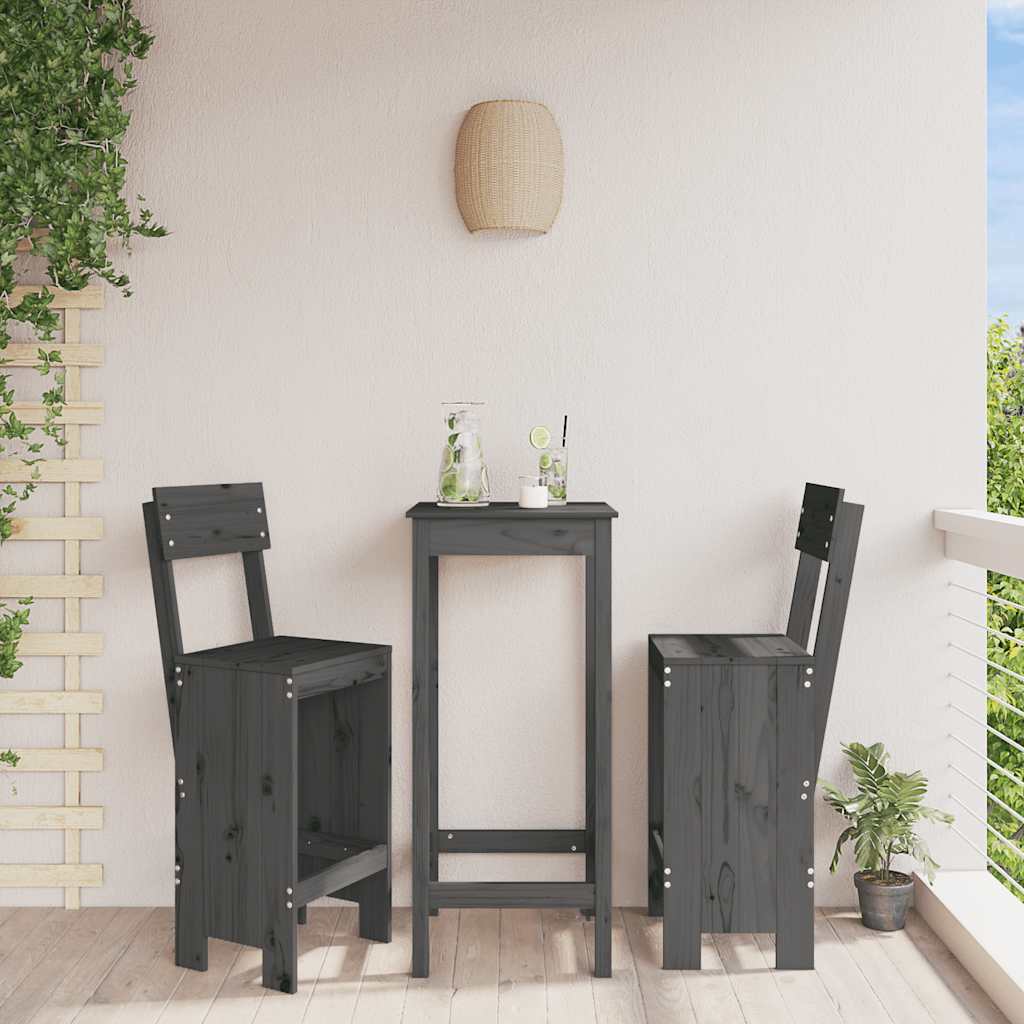 Barski stolci 2 kom sivi 40 x 48,5 x 115,5 cm masivna borovina
