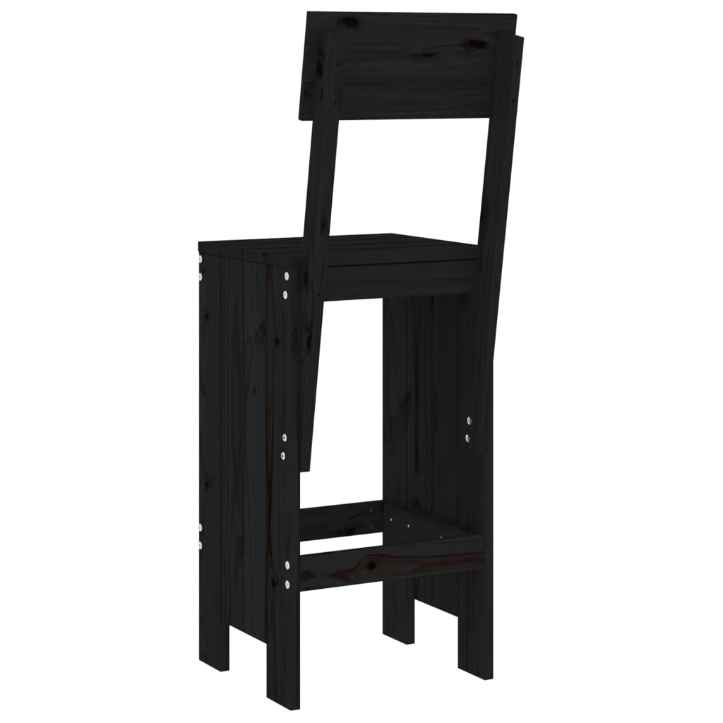 Barski stolci 2 kom crni 40 x 48,5 x 115,5 cm masivna borovina