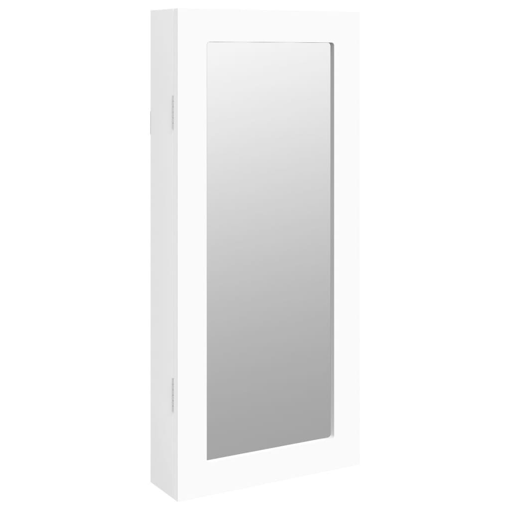 Zidni ormarić za nakit s ogledalom bijeli 30 x 8,5 x 67 cm
