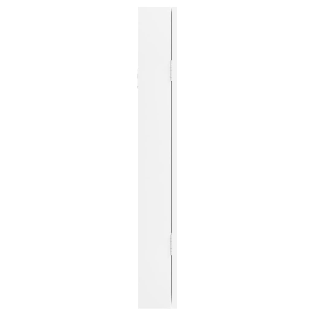 Zidni ormarić za nakit s ogledalom bijeli 30 x 8,5 x 67 cm