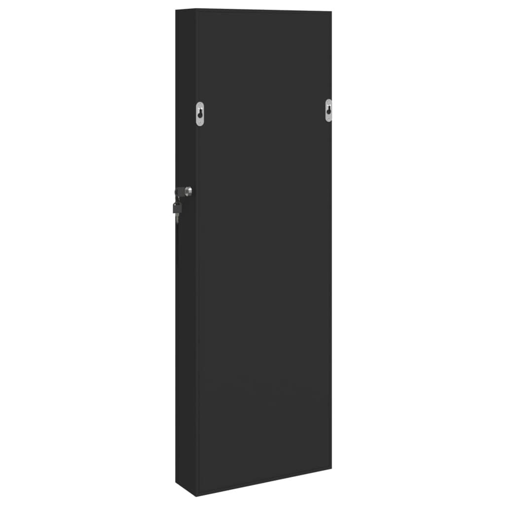 Zidni ormarić za nakit s ogledalom crni 30 x 8,5 x 90 cm