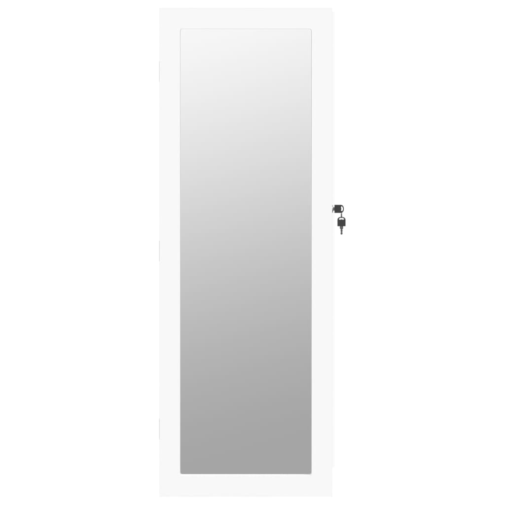 Zidni ormarić za nakit s ogledalom bijeli 37,5 x 10 x 106 cm