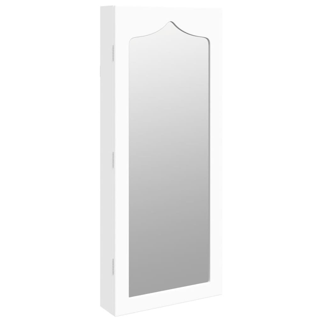 Zidni ormarić za nakit s ogledalom bijeli 37,5 x 10 x 90 cm