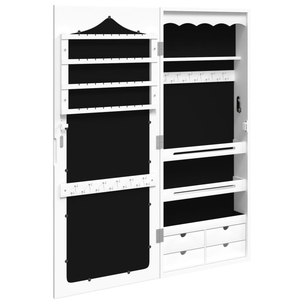 Zidni ormarić za nakit s ogledalom bijeli 37,5 x 10 x 90 cm