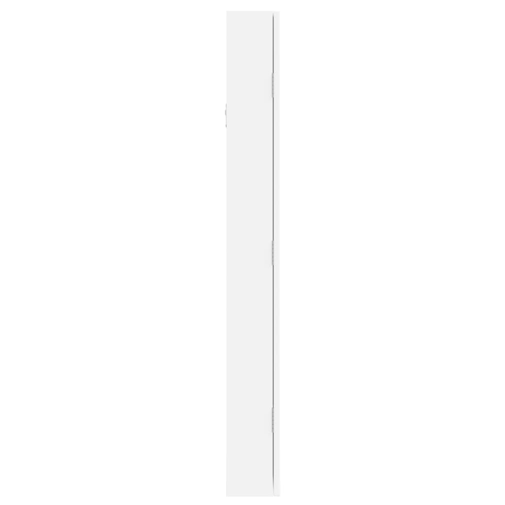 Zidni ormarić za nakit s ogledalom bijeli 37,5 x 10 x 90 cm