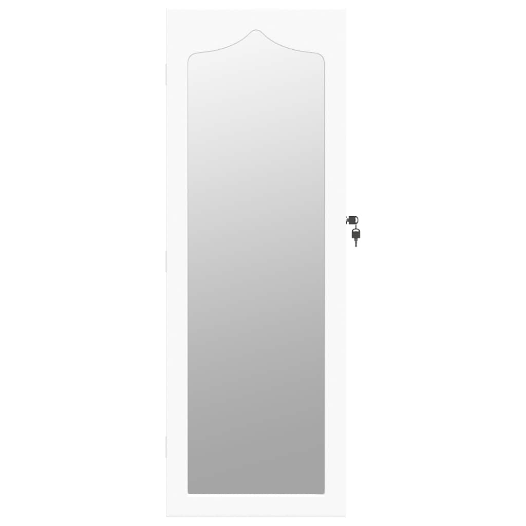 Zidni ormarić za nakit s ogledalom bijeli 37,5 x 10 x 106 cm