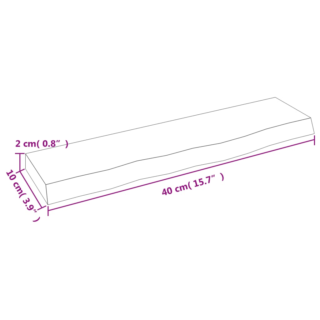Zidna polica 40 x 10 x 2 cm od neobrađene masivne hrastovine