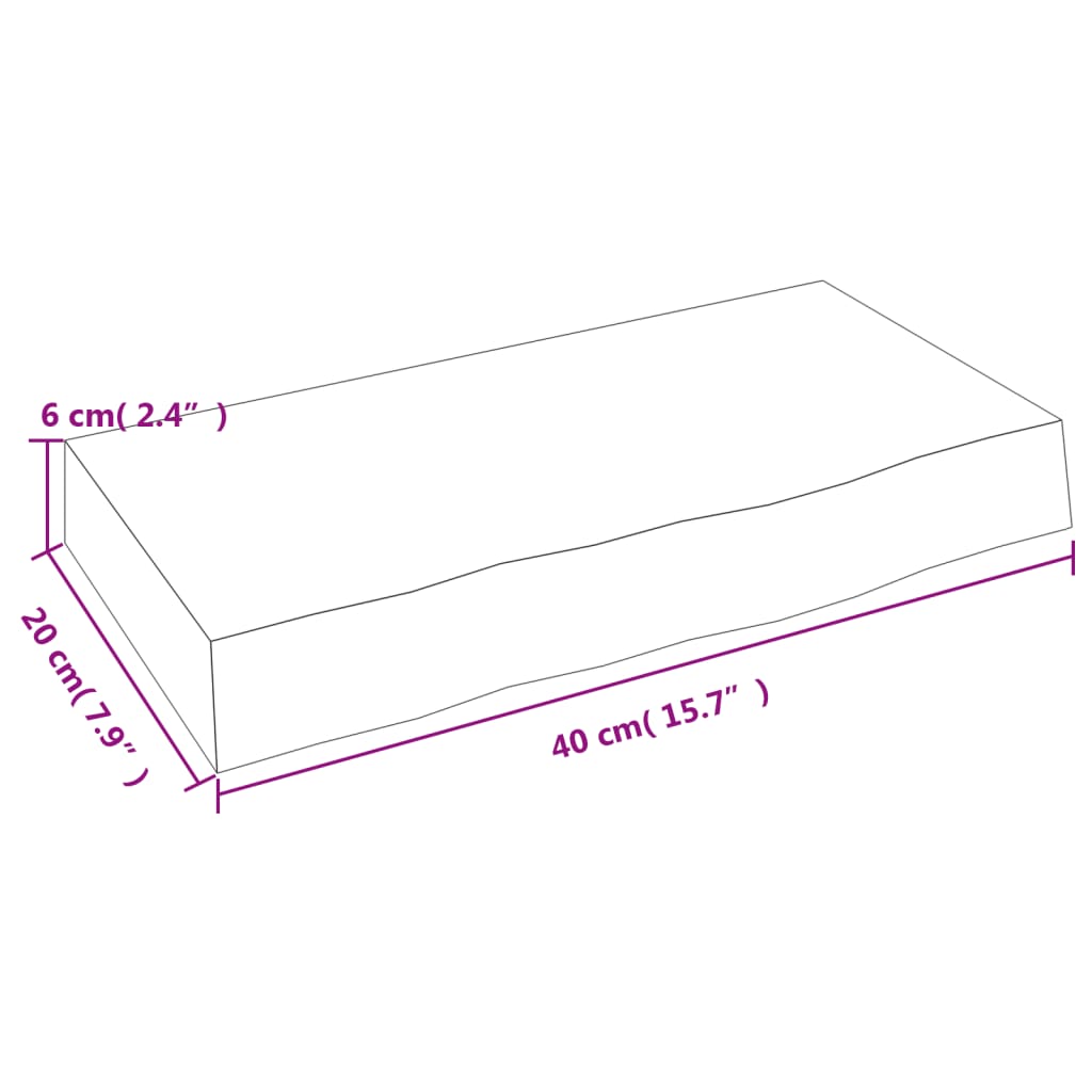 Zidna polica 40 x 20 x 6 cm od neobrađene masivne hrastovine