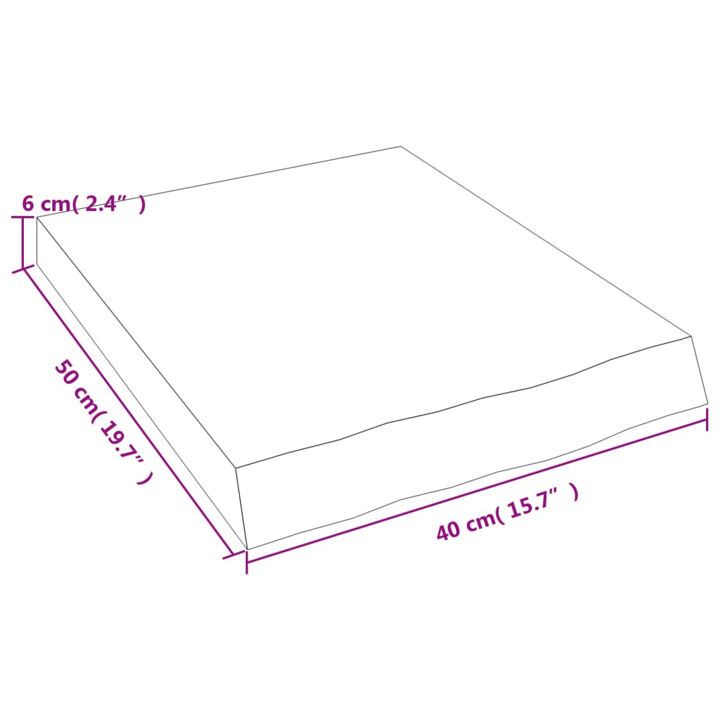 Zidna polica 40 x 50 x (2 - 6) cm neobrađena masivna hrastovina