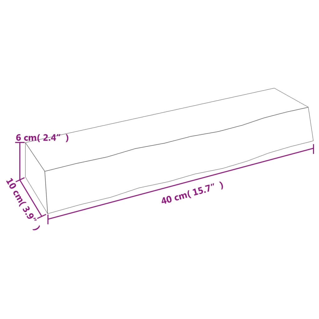 Zidna polica svjetlosmeđa 40 x 10 x 6 cm od obrađene hrastovine