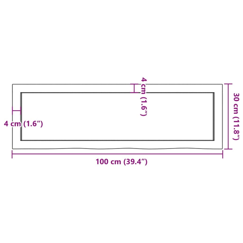 Zidna polica svjetlosmeđa 100x30x(2-4) cm obrađena hrastovina