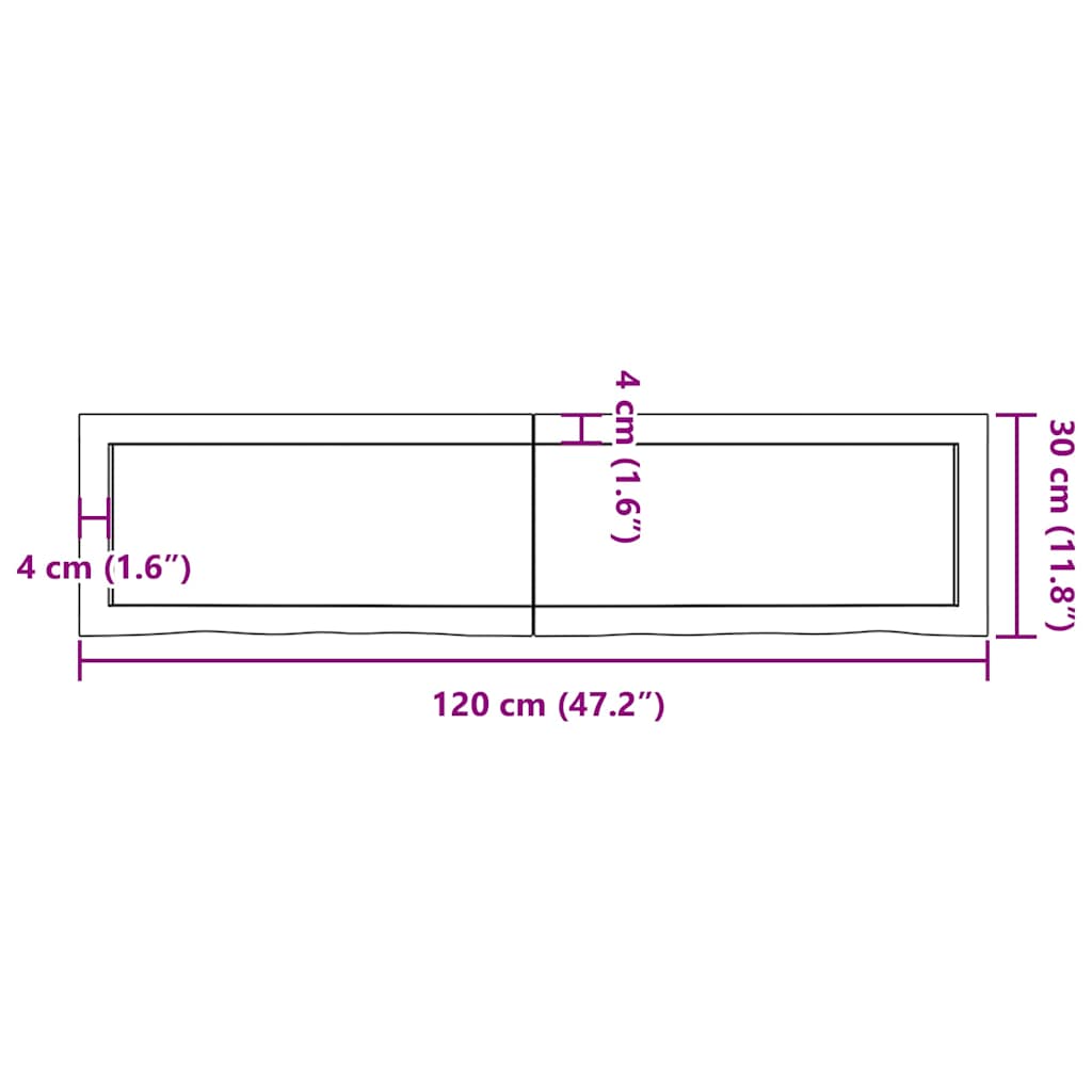 Zidna polica svjetlosmeđa 120x30x(2-4) cm obrađena hrastovina