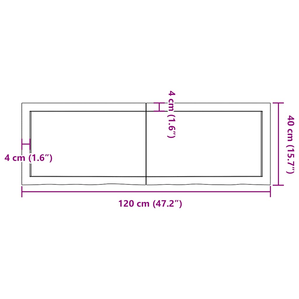 Zidna polica svjetlosmeđa 120x40x(2-4) cm obrađena hrastovina