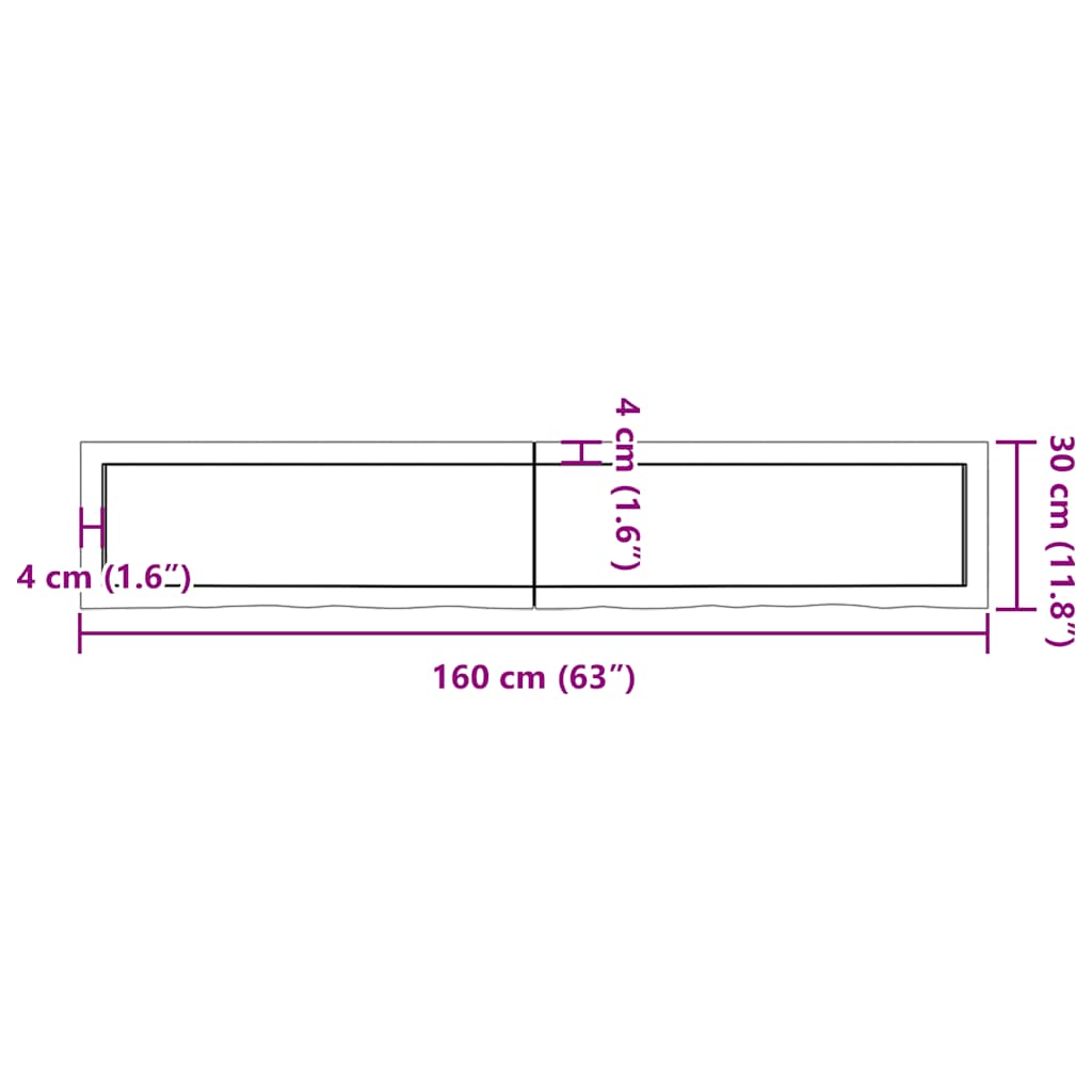 Zidna polica svjetlosmeđa 160x30x(2-4) cm obrađena hrastovina