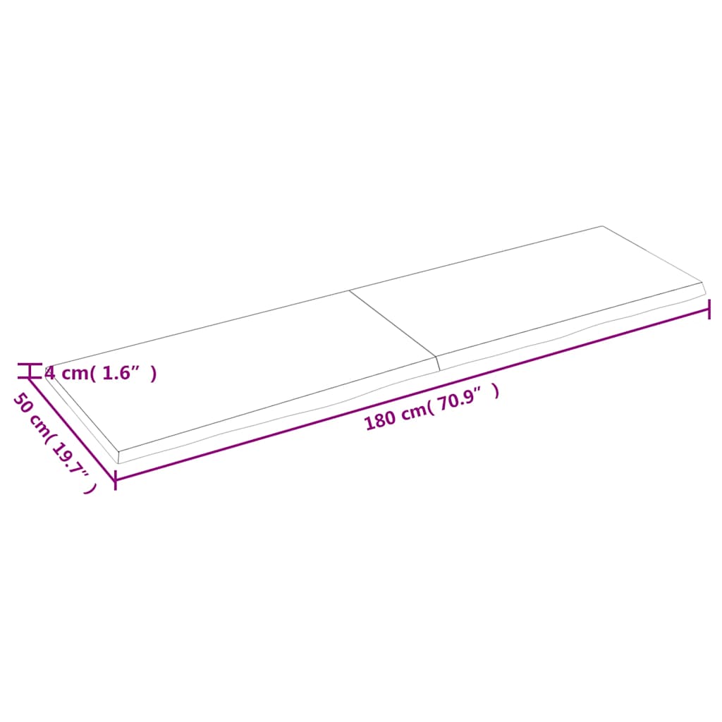 Zidna polica svjetlosmeđa 180x50x(2-4) cm obrađena hrastovina