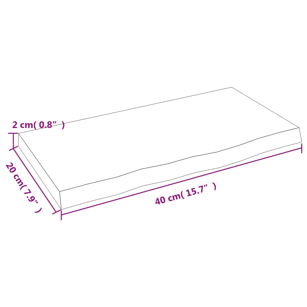 Zidna polica tamnosmeđa 40x20x2 cm od obrađene hrastovine