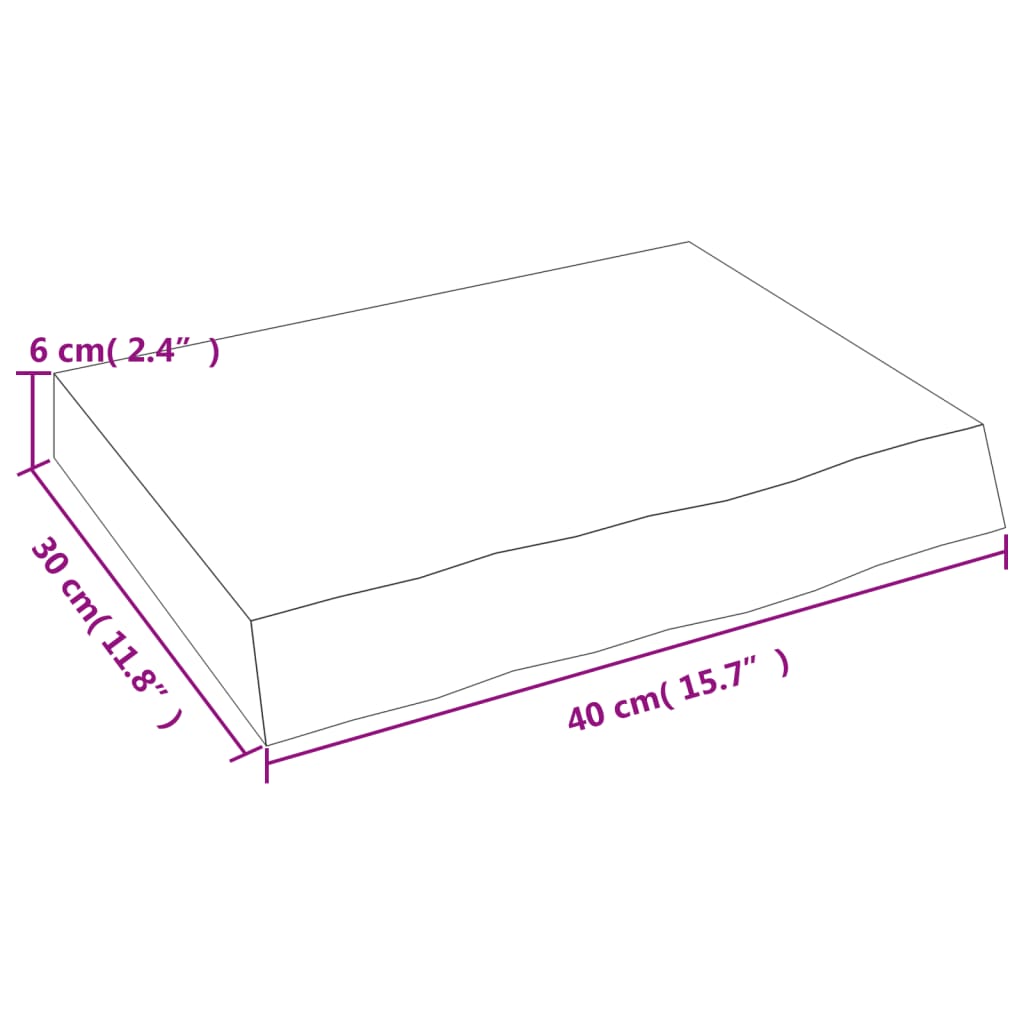 Zidna polica tamnosmeđa 40x30x(2-6) cm od obrađene hrastovine