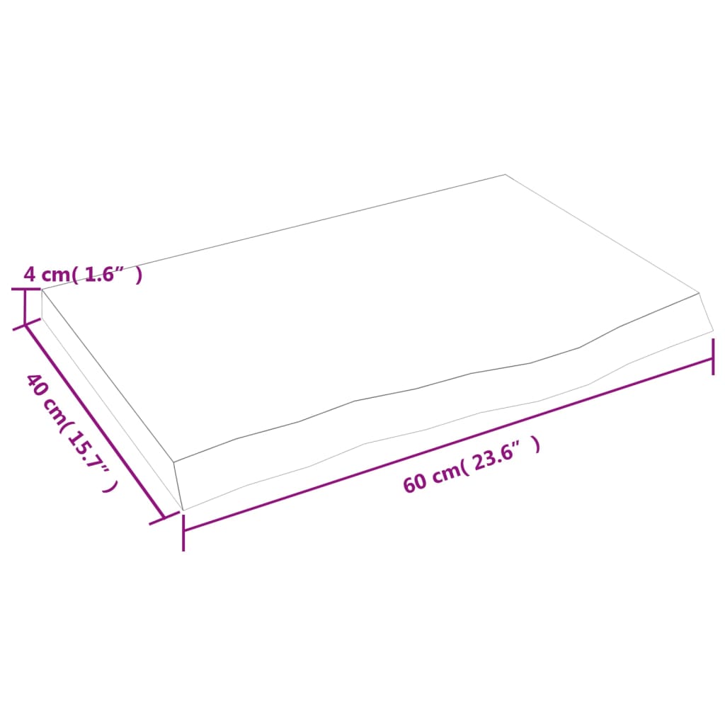 Zidna polica tamnosmeđa 60x40x(2-4) cm od obrađene hrastovine