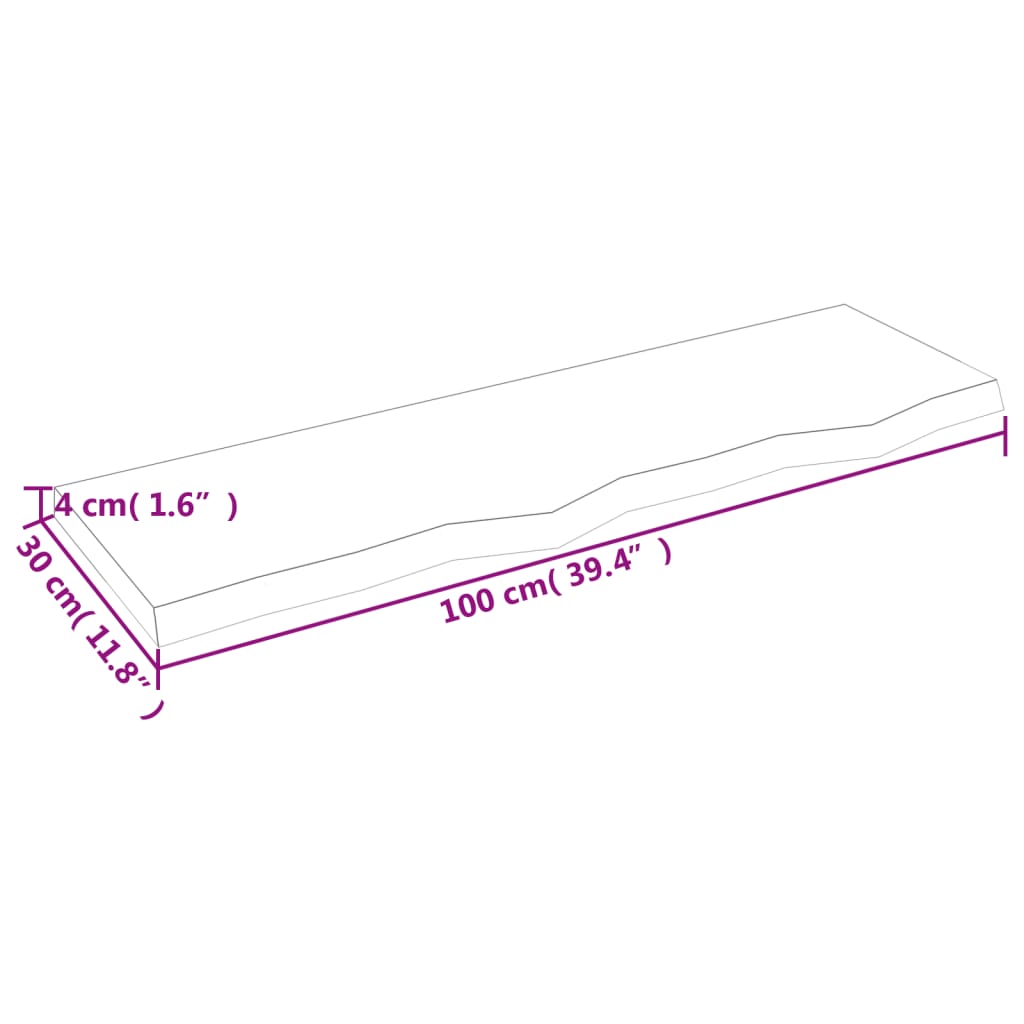 Zidna polica tamnosmeđa 100x30x(2-4) cm od obrađene hrastovine