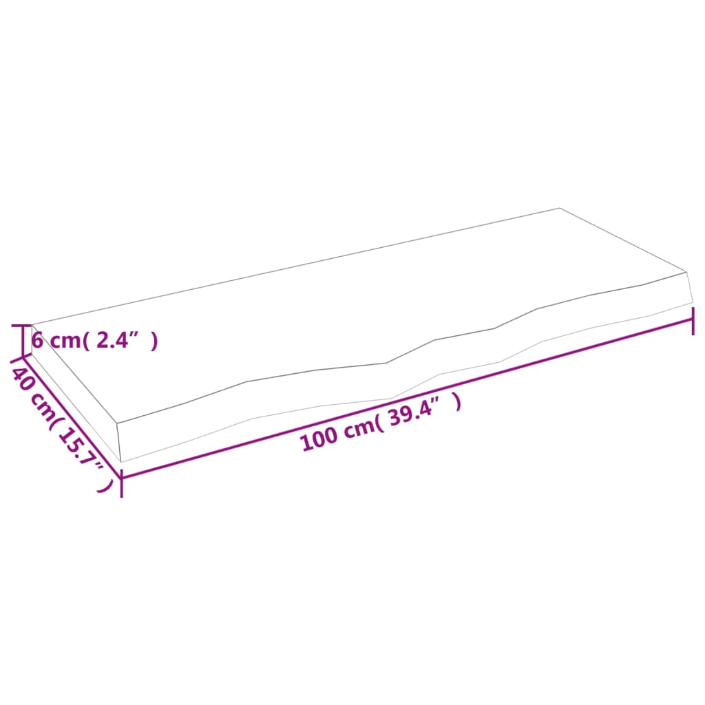 Zidna polica tamnosmeđa 100x40x(2-6) cm od obrađene hrastovine