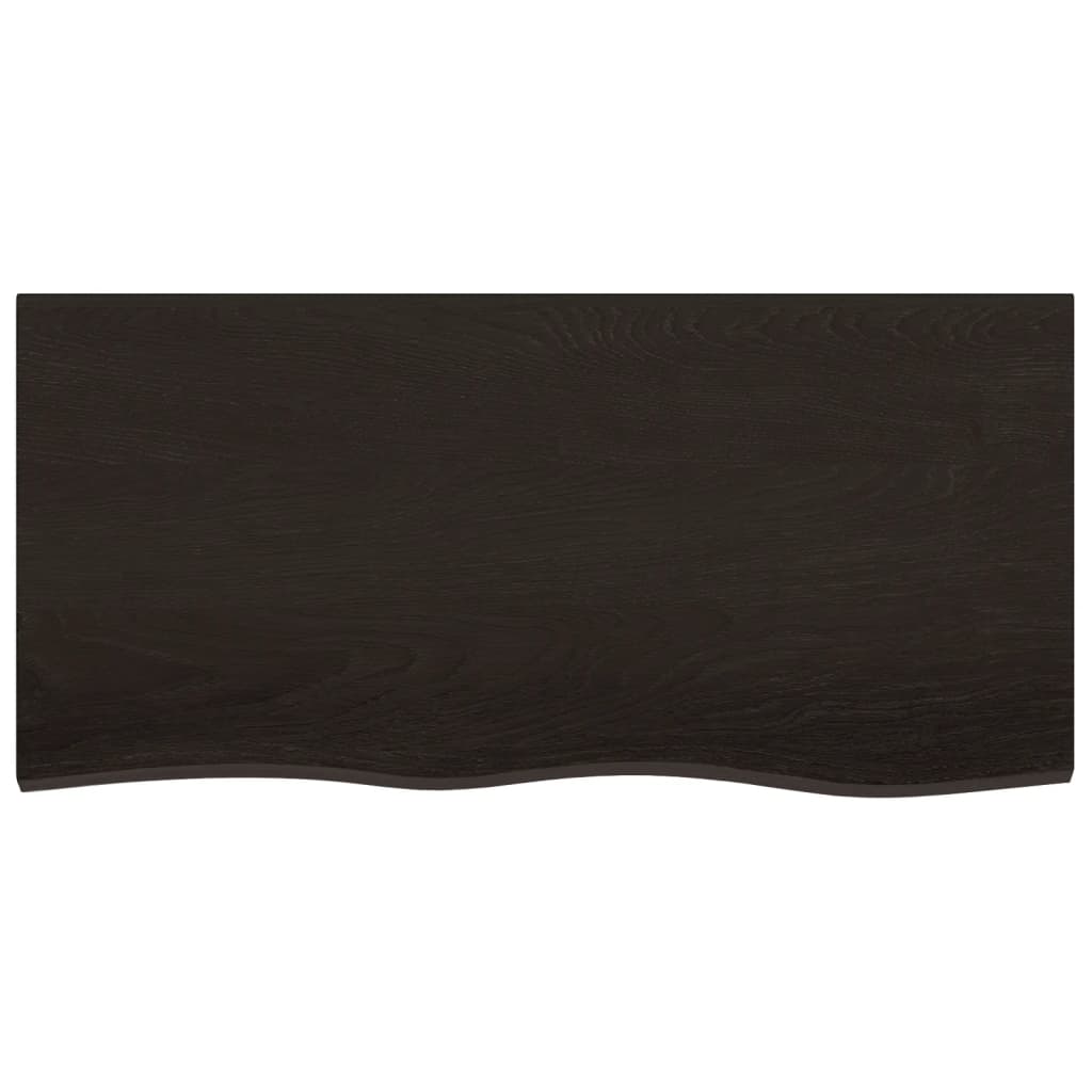 Zidna polica tamnosmeđa 100x50x(2-4) cm od obrađene hrastovine