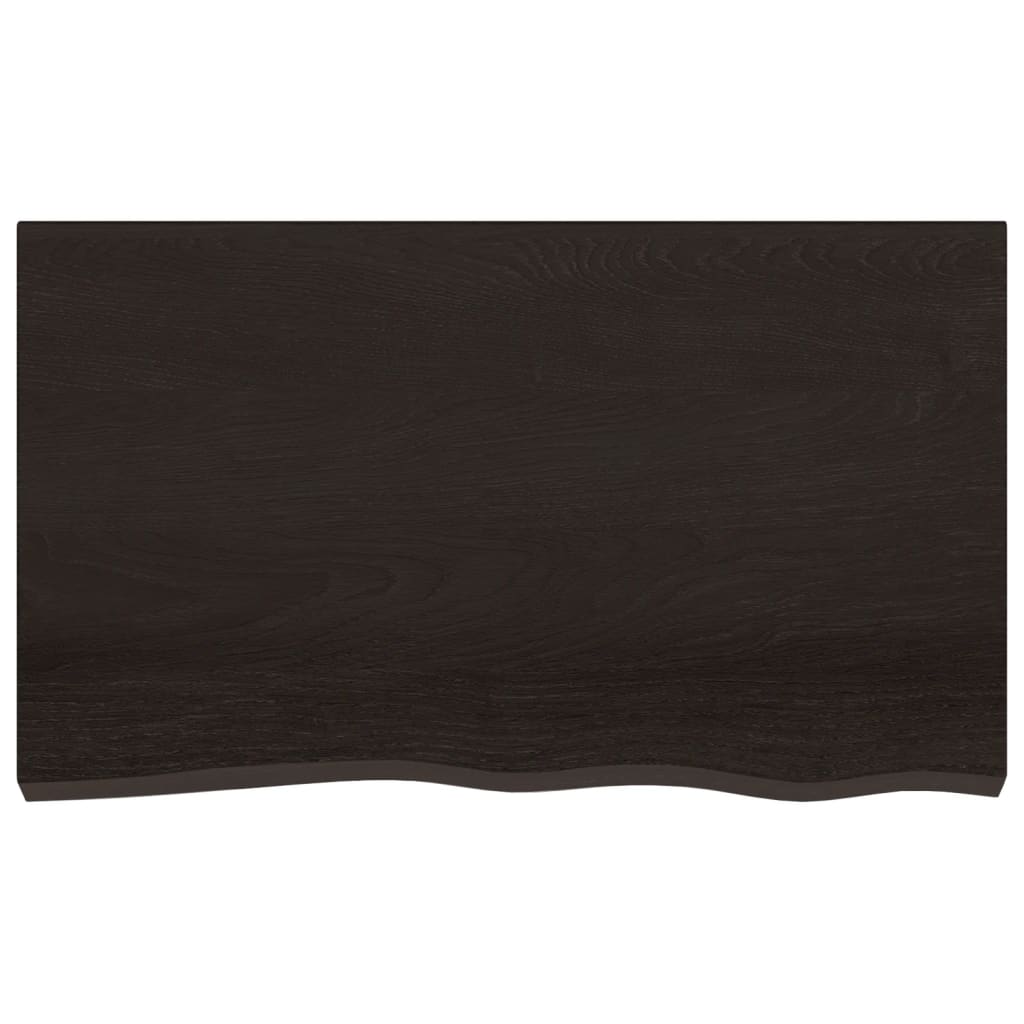 Zidna polica tamnosmeđa 100x60x(2-6) cm od obrađene hrastovine