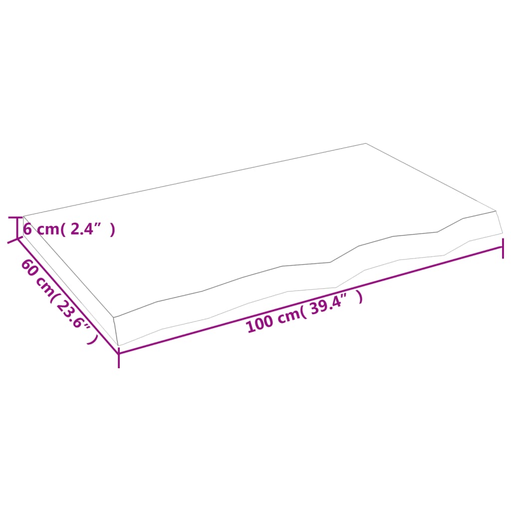 Zidna polica tamnosmeđa 100x60x(2-6) cm od obrađene hrastovine