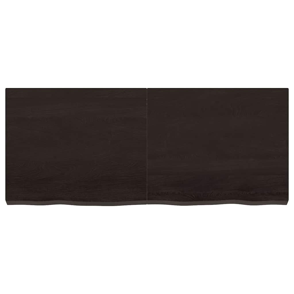 Zidna polica tamnosmeđa 120x50x(2-6) cm od obrađene hrastovine