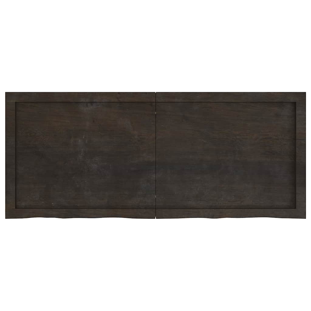 Zidna polica tamnosmeđa 120x50x(2-6) cm od obrađene hrastovine